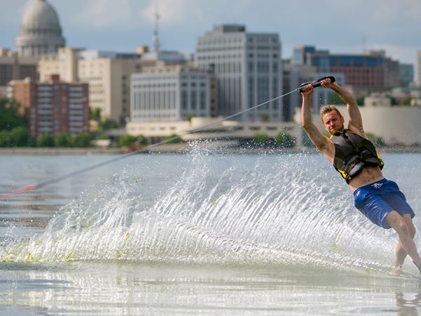 Man Water Skiing on Lake Monona